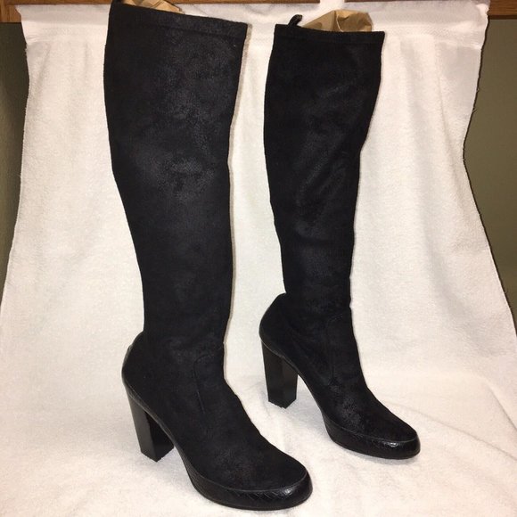 DONALD J. PLINER Boots DISTRESSED SUEDE Black - Sz 8.5 M Made in SPAIN - Picture 1 of 16